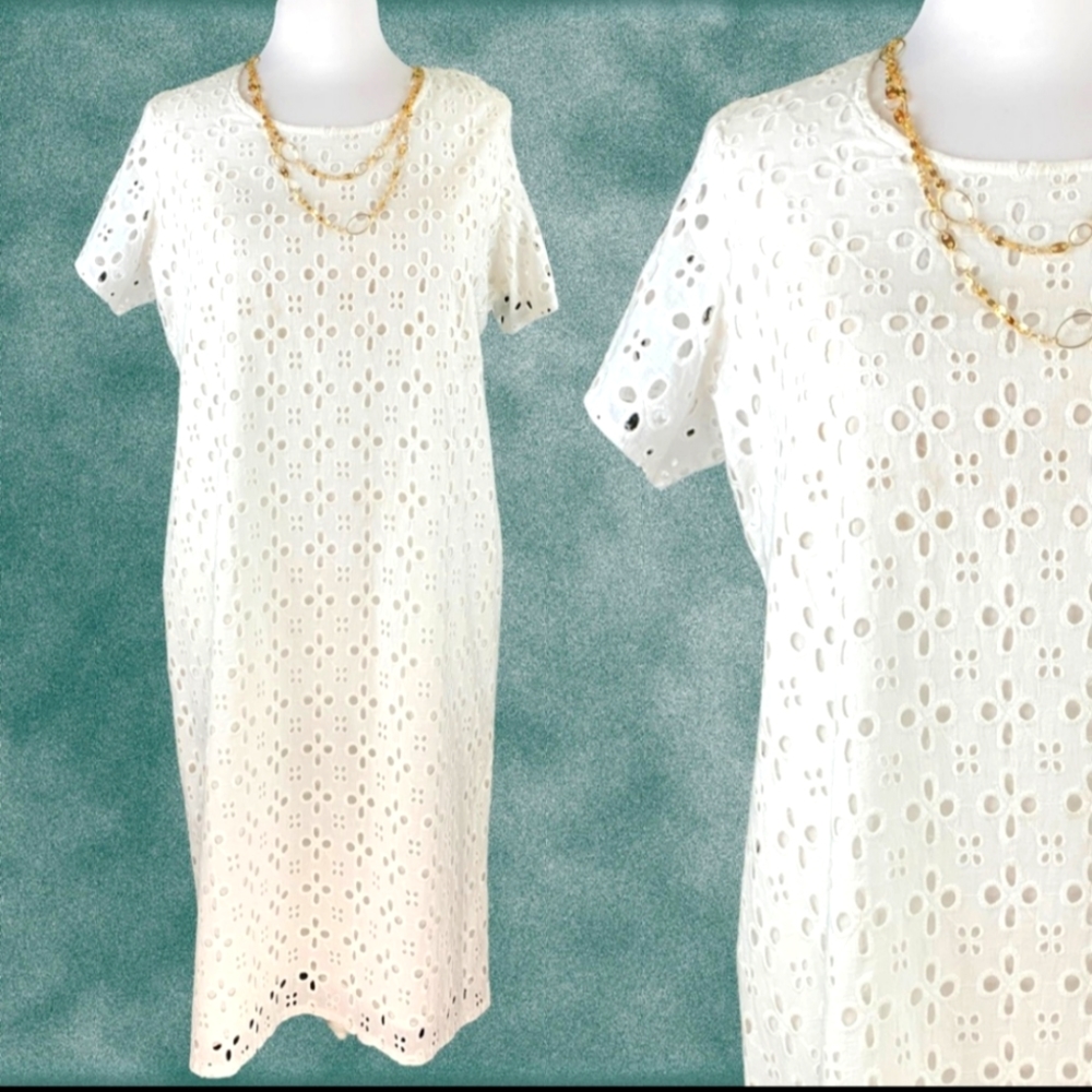 White Eyelet Sheath Dress